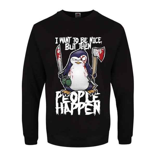 Psycho Penguin Mens I Want To Be Nice Sweater