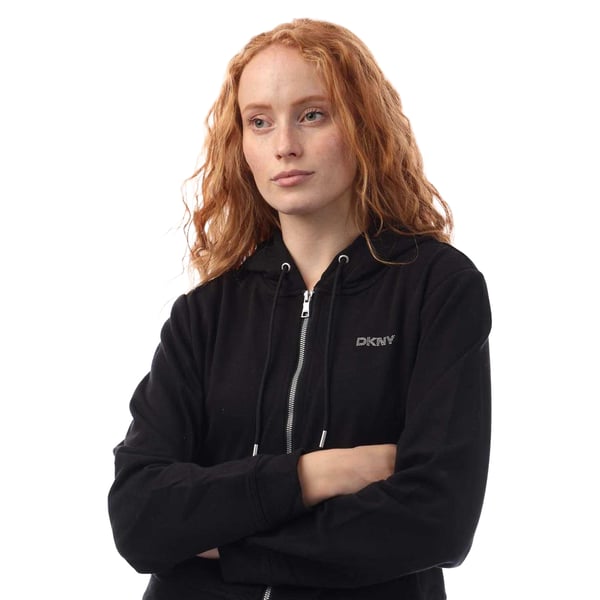 DKNY Womens/Ladies Studded Logo Full Zip Hoodie