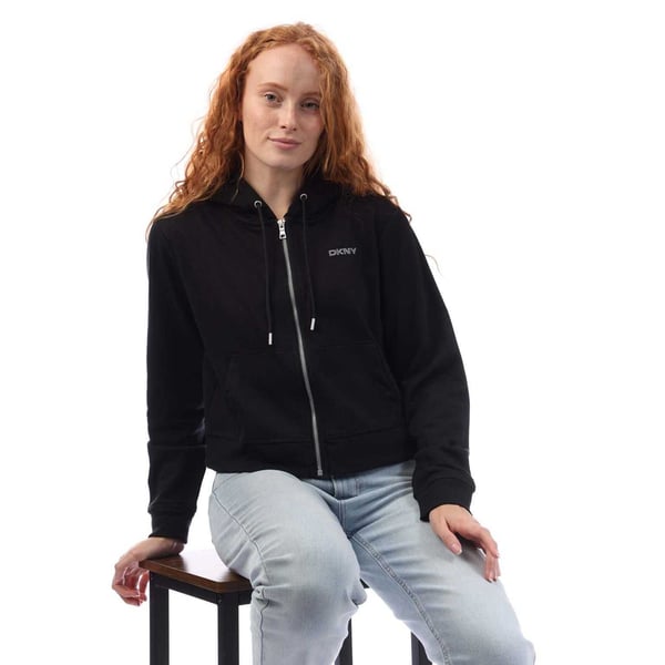 DKNY Womens/Ladies Studded Logo Full Zip Hoodie