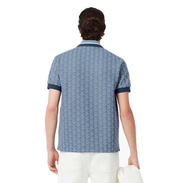 Lacoste klassisk pikétröja med monogram-jacquard för herrar