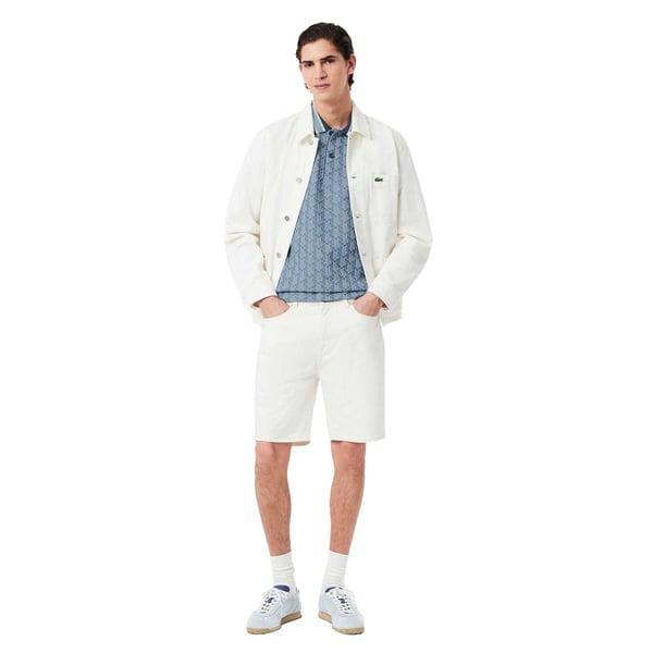 Lacoste klassisk pikétröja med monogram-jacquard för herrar