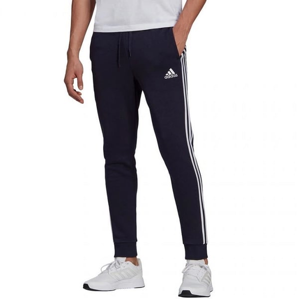 Adidas Mens Essentials Fleece 3 Stripes Tapered Leg Jogging Bottoms