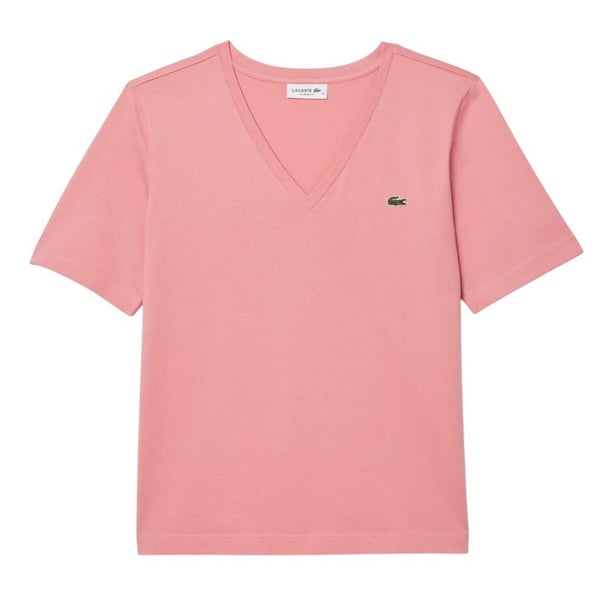 Lacoste Dam/Dam Bomull V-ringad T-shirt med avslappnad passform