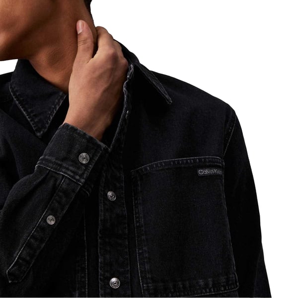 Calvin Klein Mens Linear Denim Regular Shirt