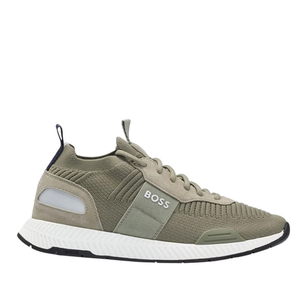 Boss Mens Titanium Suede Panel Running Trainers