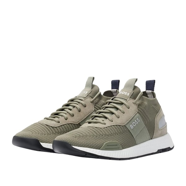 Boss Mens Titanium Suede Panel Running Trainers Boss Mens Titanium Suede Panel Running Trainers