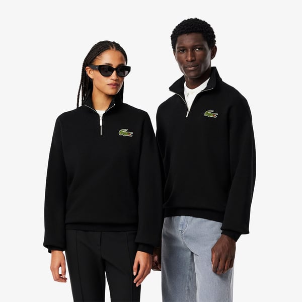 Lacoste Unisex Adult Accent Badge Zip Neck Loose Fit Sweatshirt