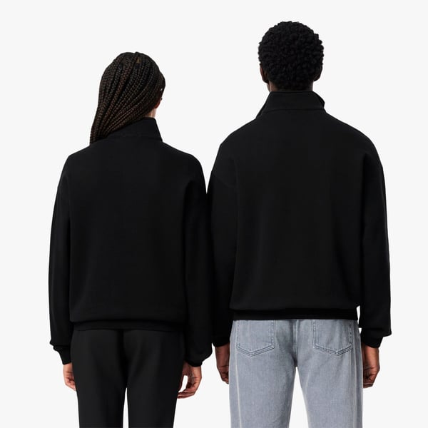 Lacoste Unisex Adult Accent Badge Zip Neck Loose Fit Sweatshirt