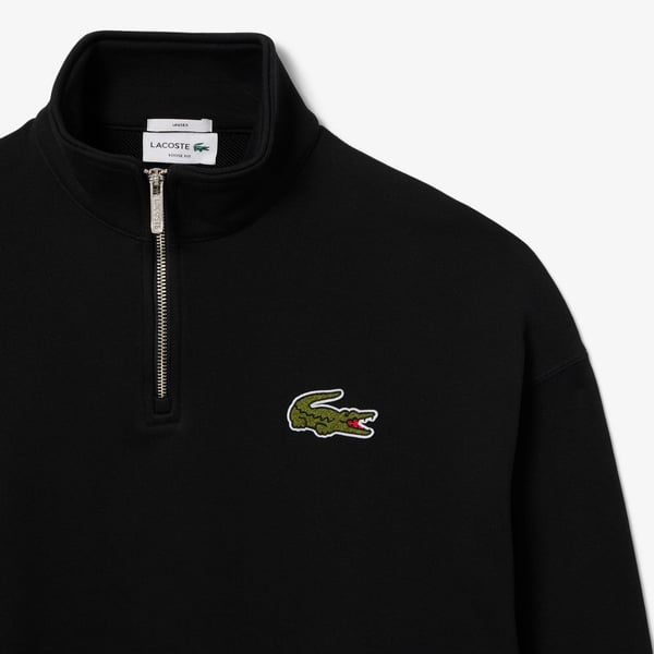 Lacoste Unisex Adult Accent Badge Zip Neck Loose Fit Sweatshirt
