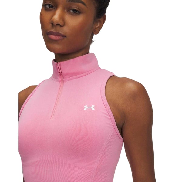 Under Armour Dam/Kvinnor Sömlös Tvättad Quarter Zip Ärmlös Linne
