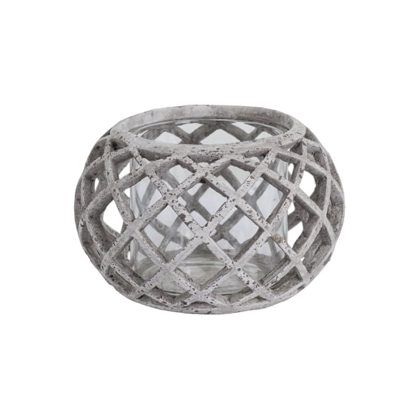 Hill Interiors Large Round Ceramic Lattice Hurricane Lantern