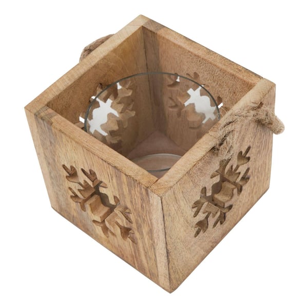 Hill Interiors Wooden Snowflake Tealight Holder