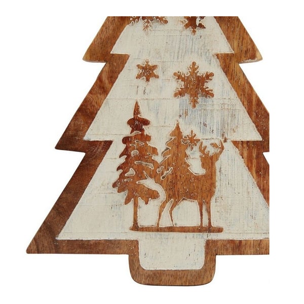 Hill Interiors Wooden Deer Snow Scene Tree Decoration