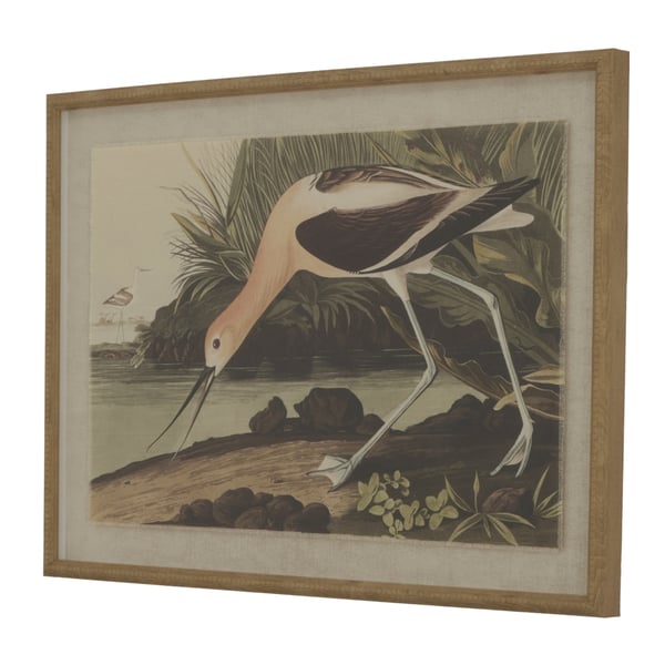 Hill Interiors Flora & Fauna Collection Avocet Linen Framed Wall Art