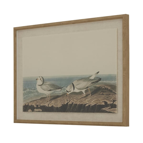 Hill Interiors Flora & Fauna Collection Plovers Beaded Linen Framed Wall Art