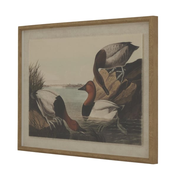 Hill Interiors Flora & Fauna Collection Pochards Beaded Linen Framed Wall Art