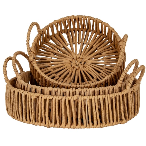 Hill Interiors Wicker Round Tray Set (Pack of 3)