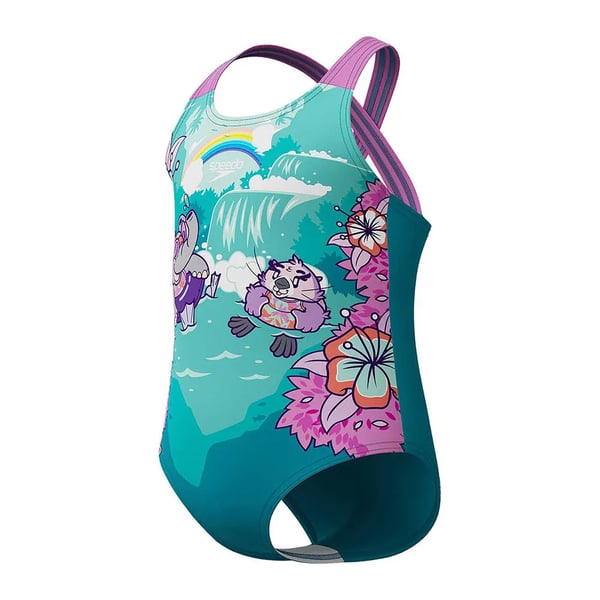 Speedo Baby Girls Learn To Swim Printed Cross Back One Piece Swimsuit