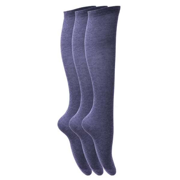 Childrens Girls Plain Knee High School Socks (Pack Of 3)
