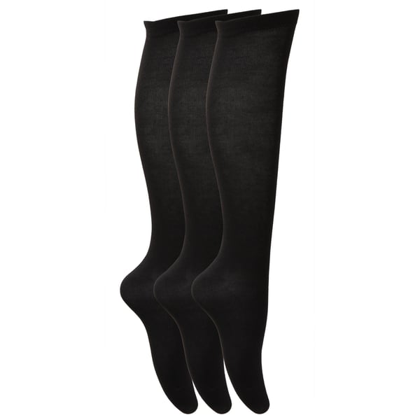 Childrens Girls Plain Knee High School Socks (Pack Of 3)