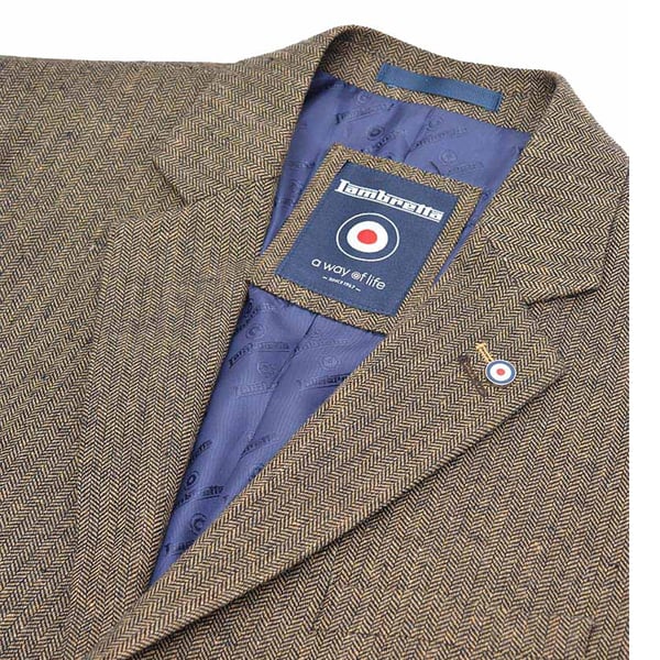 Lambretta Mens Morgan Herringbone Single-Breasted Blazer