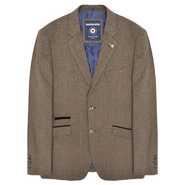 Lambretta Mens Morgan Herringbone Single-Breasted Blazer Lambretta Mens Morgan Herringbone Single-Breasted Blazer