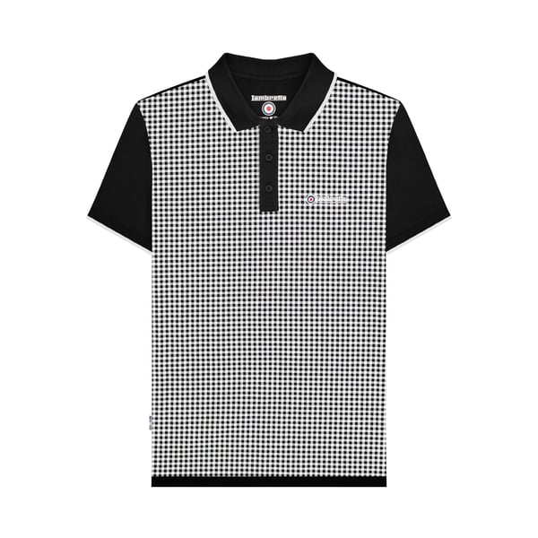 Lambretta Mens Gingham All-Over Print Polo Shirt