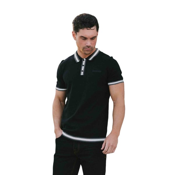 Lambretta Mens Valero Knitted Tipped Short-Sleeved Polo Shirt