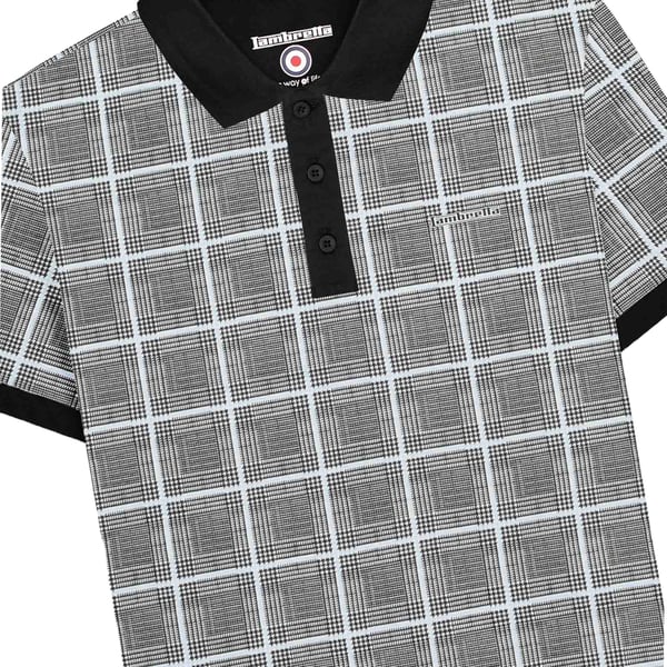 Lambretta Mens Prince Of Wales Check Polo Shirt