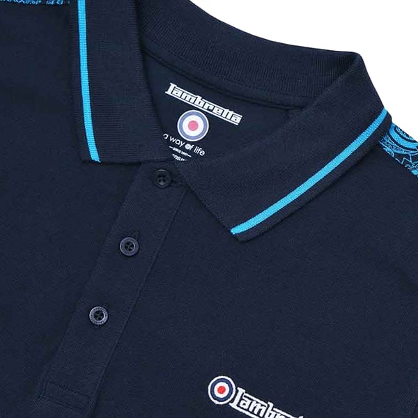 Lambretta Mens SS24 Paisley Taped Polo Shirt