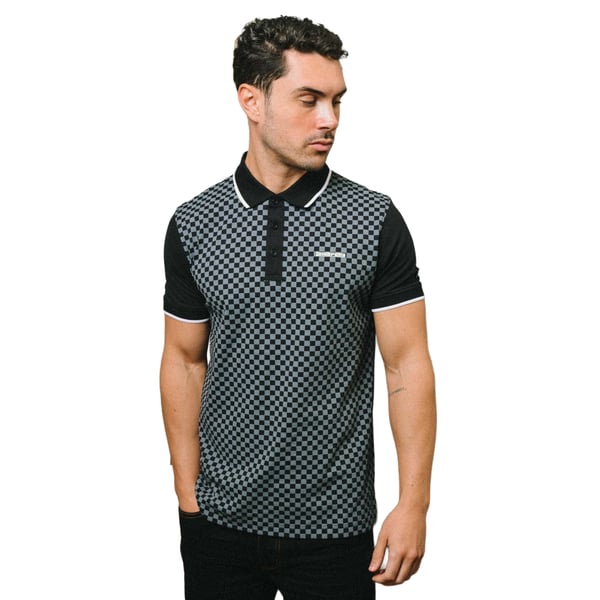 Lambretta Mens Two Tone All-Over Print Polo Shirt