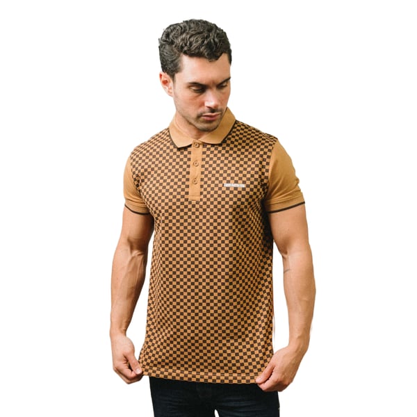 Lambretta Mens Two Tone All-Over Print Polo Shirt