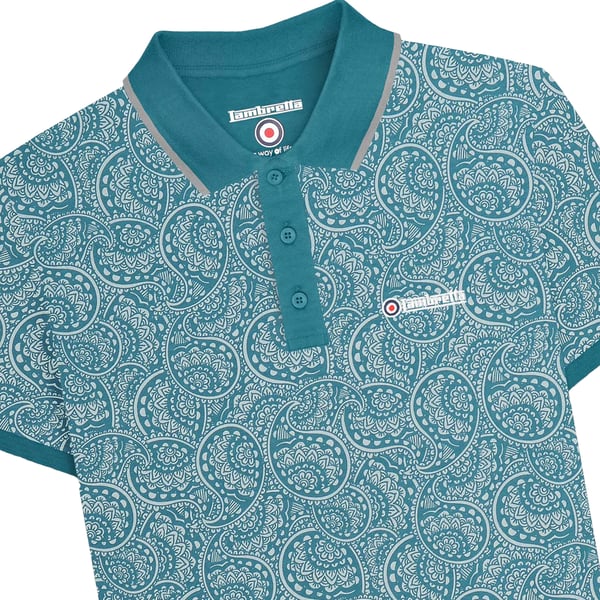 Lambretta Mens AW24 Paisley Tonal Polo Shirt