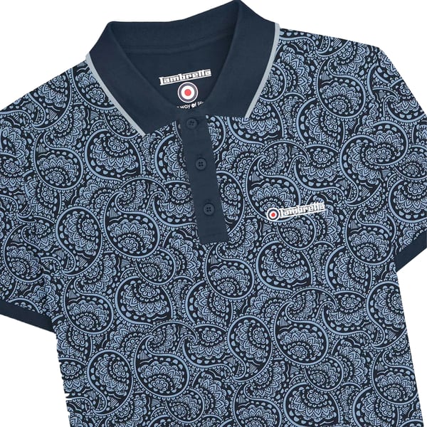 Lambretta Mens AW24 Paisley Tonal Polo Shirt