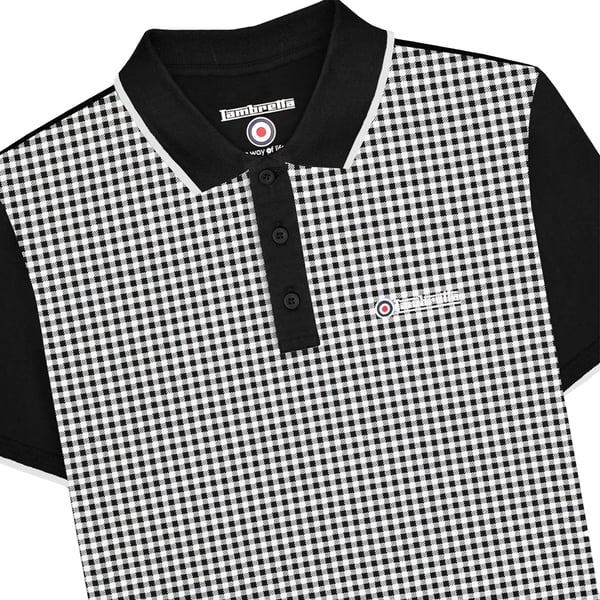 Lambretta Mens Gingham All-Over Print Big & Tall Polo Shirt