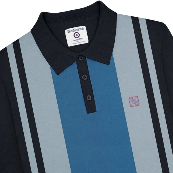Lambretta Mens AW24 Vintage Panelled Long-Sleeved Polo Shirt