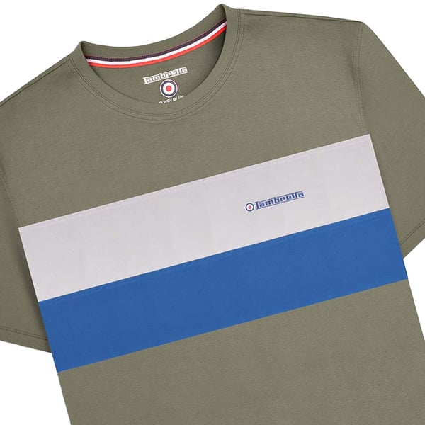 Lambretta Mens Panelled Short-Sleeved T-Shirt
