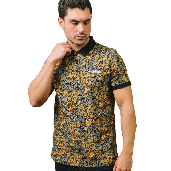 Lambretta Mens SS25 Paisley Branded Polo Shirt
