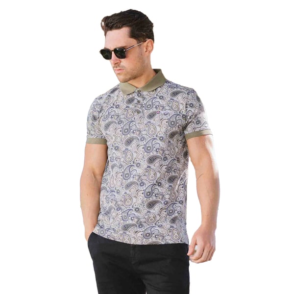 Lambretta Mens SS25 Paisley Branded Polo Shirt
