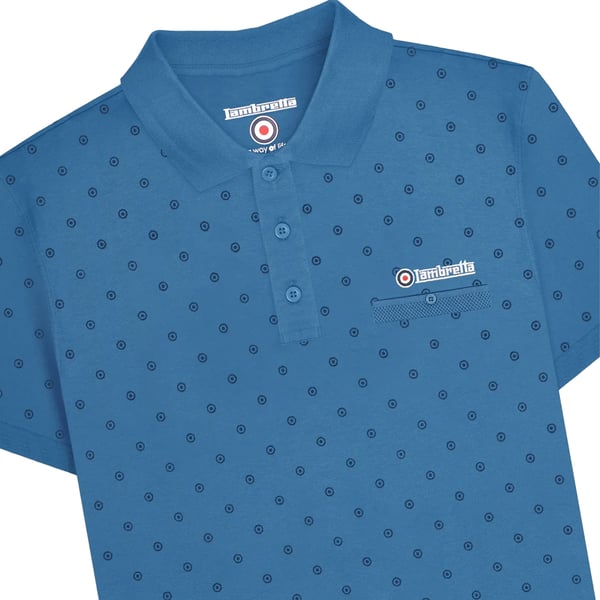 Lambretta Mens Premium Target All-Over Print Big & Tall Polo Shirt