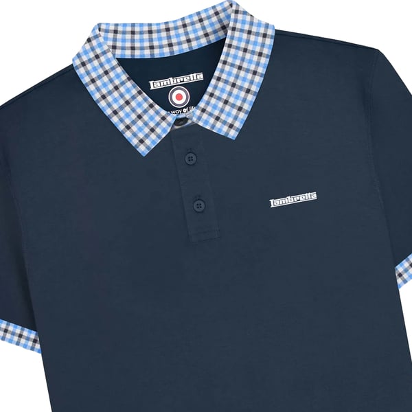 Lambretta Mens SS25 Gingham Polo Shirt