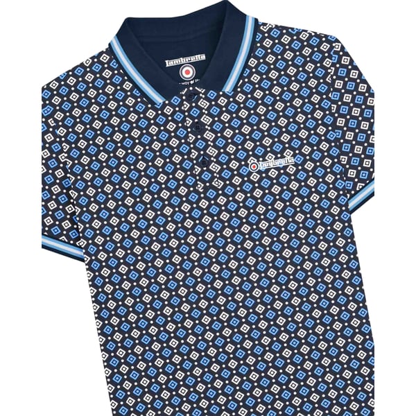 Lambretta Mens SS25 Geometric Big & Tall Polo Shirt