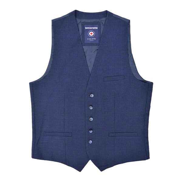Lambretta Mens Spencer Self Check Slim Tailored Waistcoat