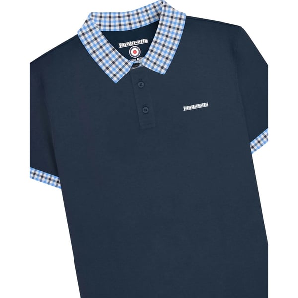 Lambretta Mens Gingham Collar Big & Tall Polo Shirt