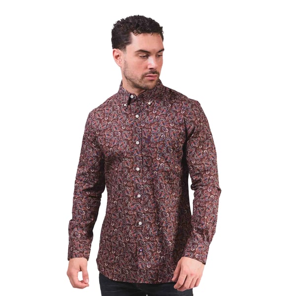 Lambretta Mens Paisley Long-Sleeved Shirt