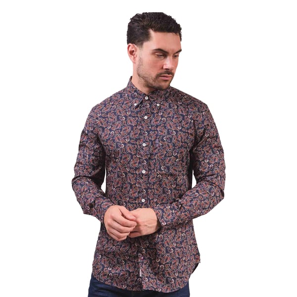 Lambretta Mens Paisley Long-Sleeved Shirt