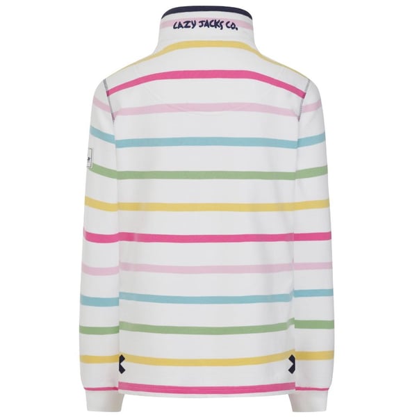 Lazy Jacks Womens/Ladies Striped Button Neck Sweatshirt