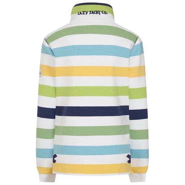 Lazy Jacks Womens/Ladies Striped Button Neck Sweatshirt