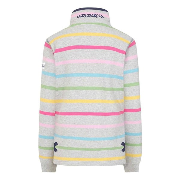 Lazy Jacks Womens/Ladies Striped Button Neck Winter Sweatshirt