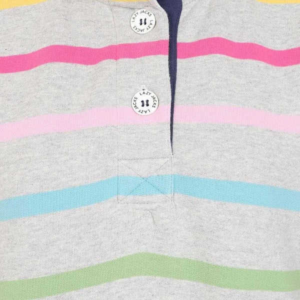 Lazy Jacks Womens/Ladies Striped Button Neck Winter Sweatshirt